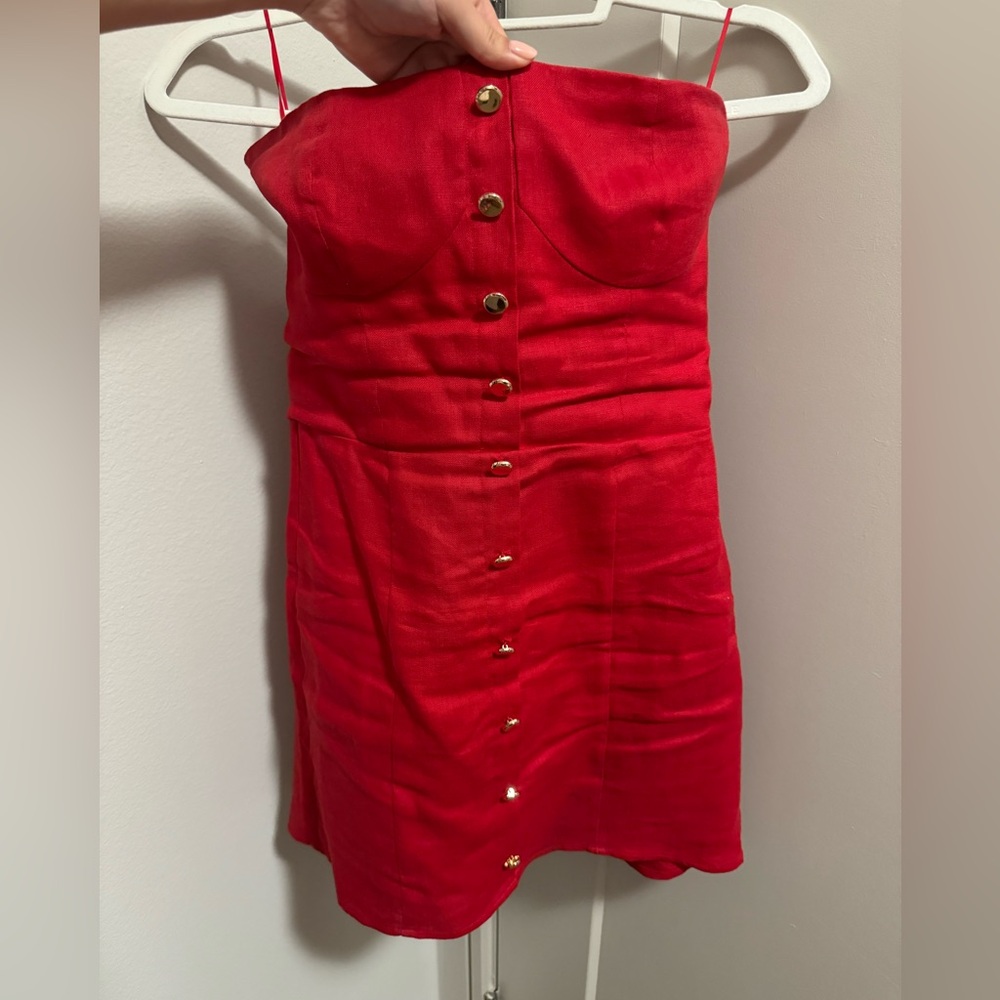 Reformation Shiela Linen Dress Red Size 4